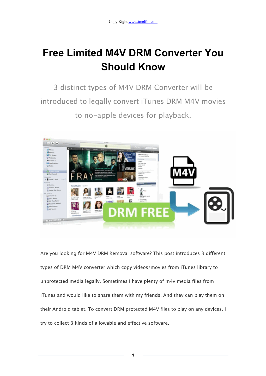 Free Limited M4V DRM Converter You Should Know