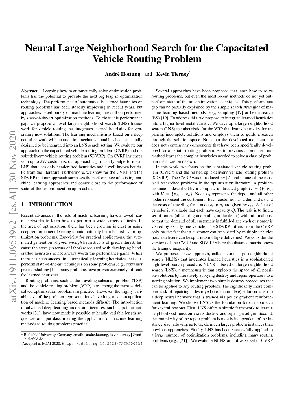 Neural Large Neighborhood Search for the Capacitated Vehicle Routing Problem