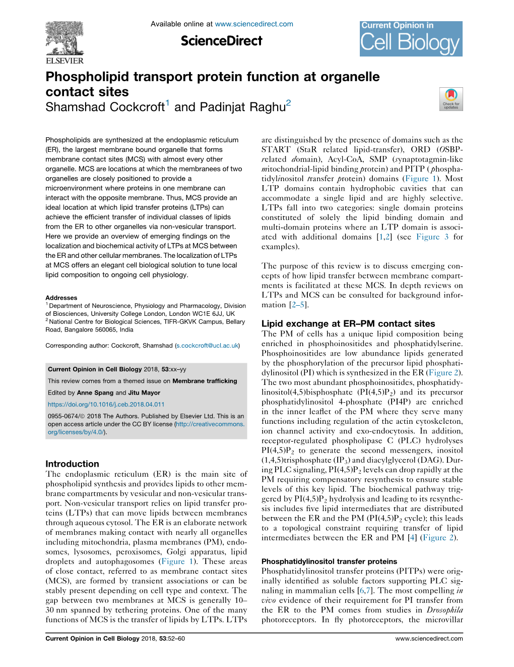 Phospholipid Transport Protein Function at Organelle Contact Sites