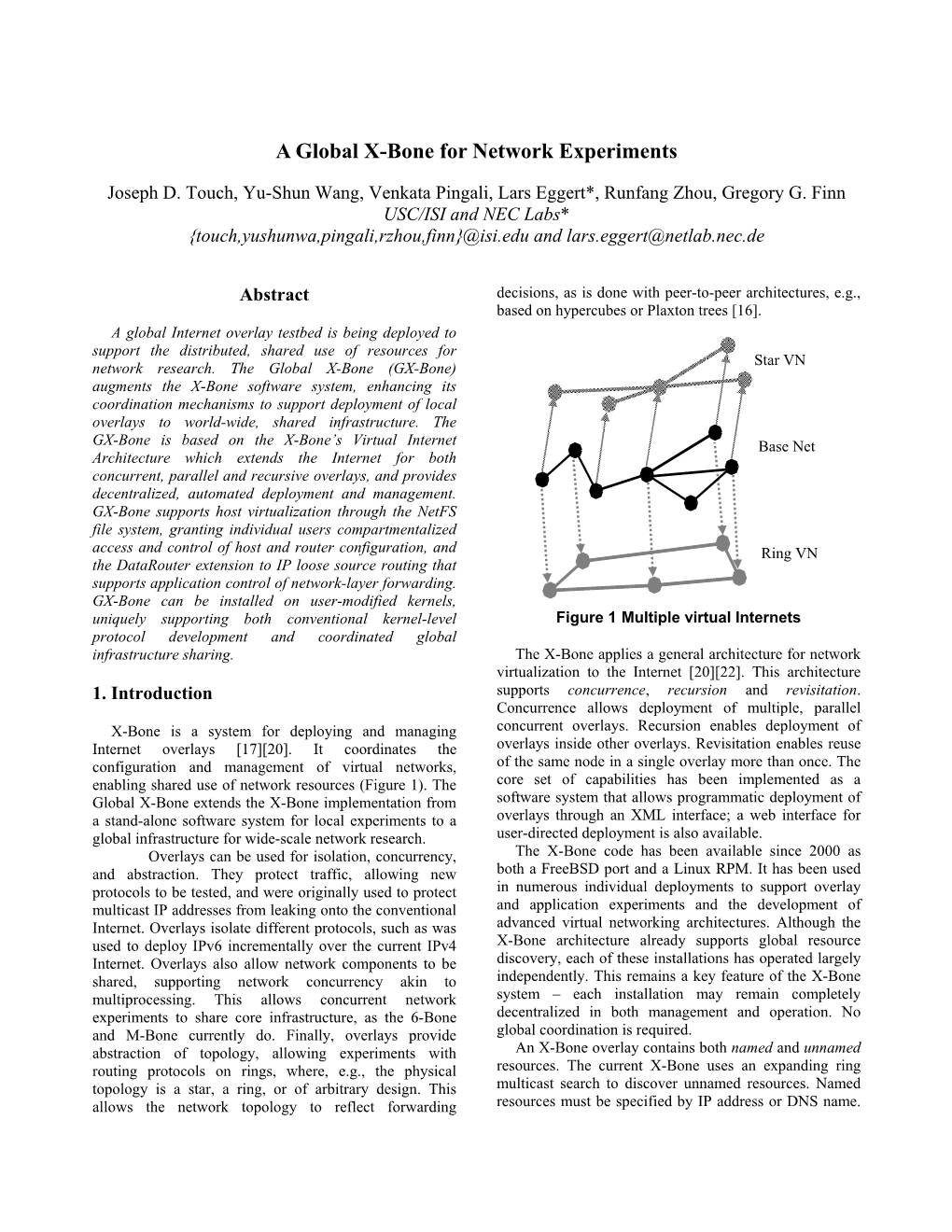 A Global X-Bone for Network Experiments