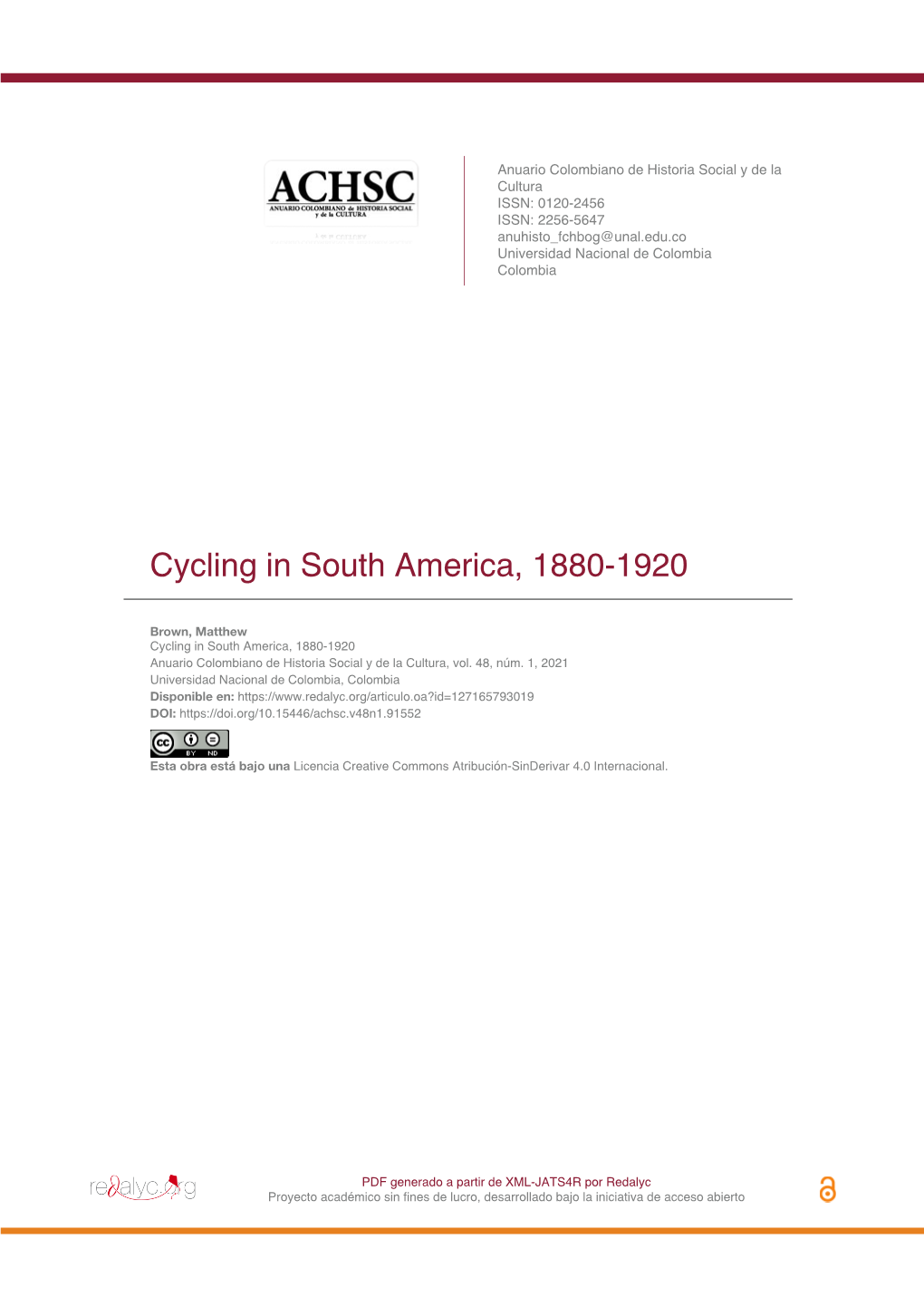 Cycling in South America, 1880-1920