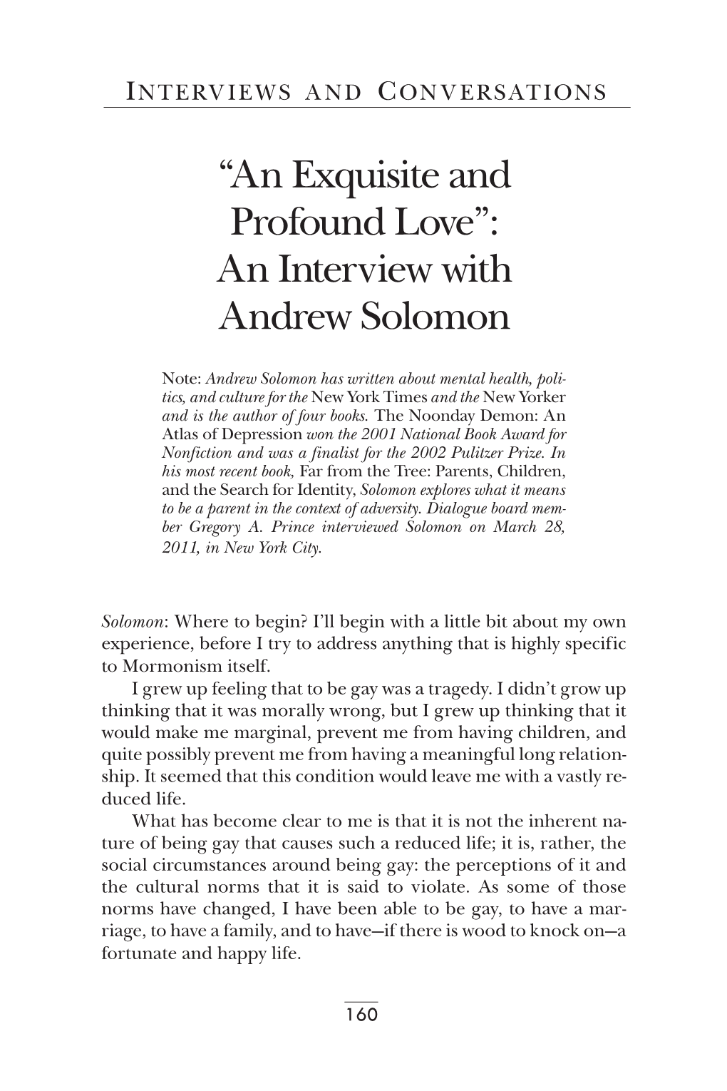 An Interview with Andrew Solomon