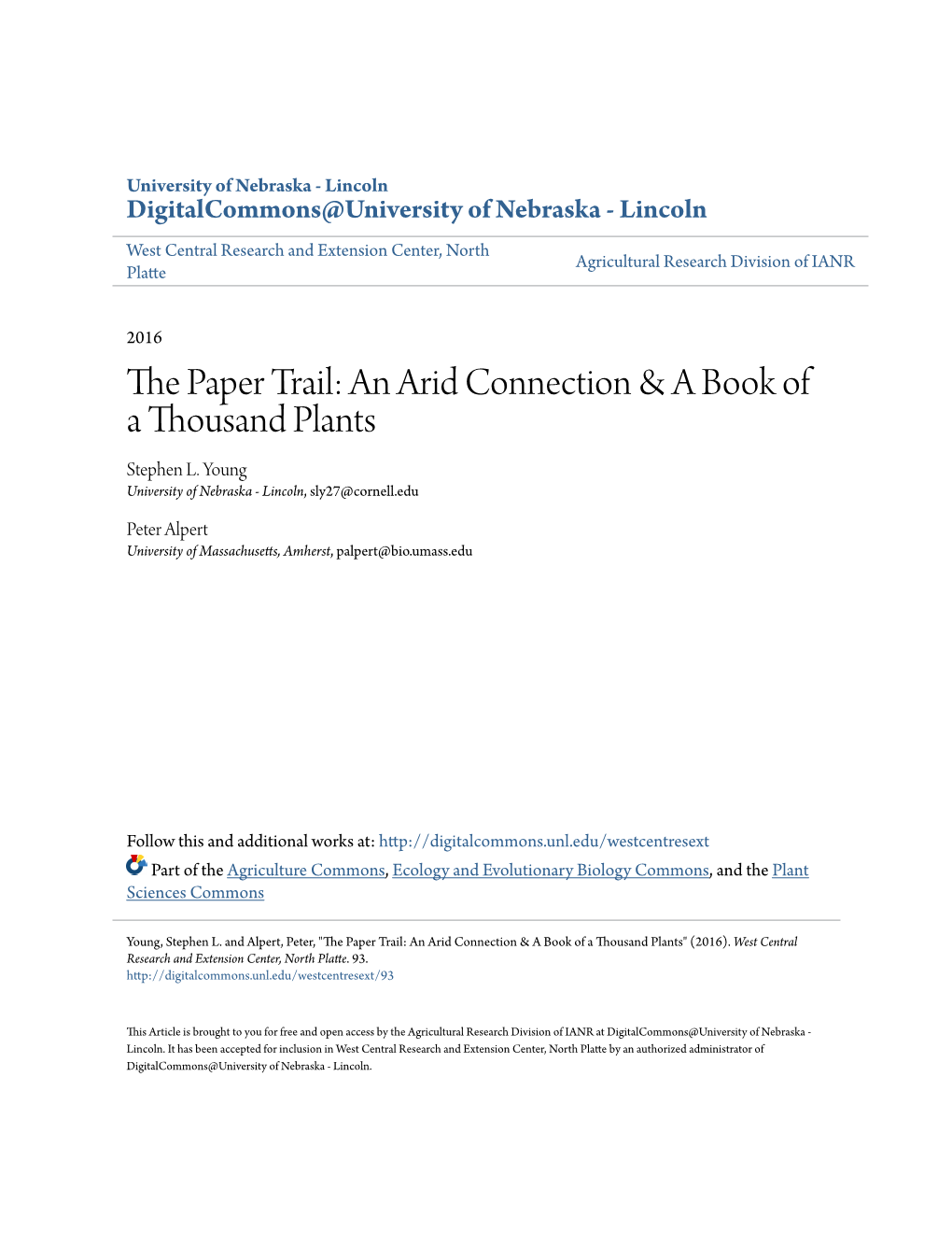 The Paper Trail: an Arid Connection & a Book of a Thousand Plants