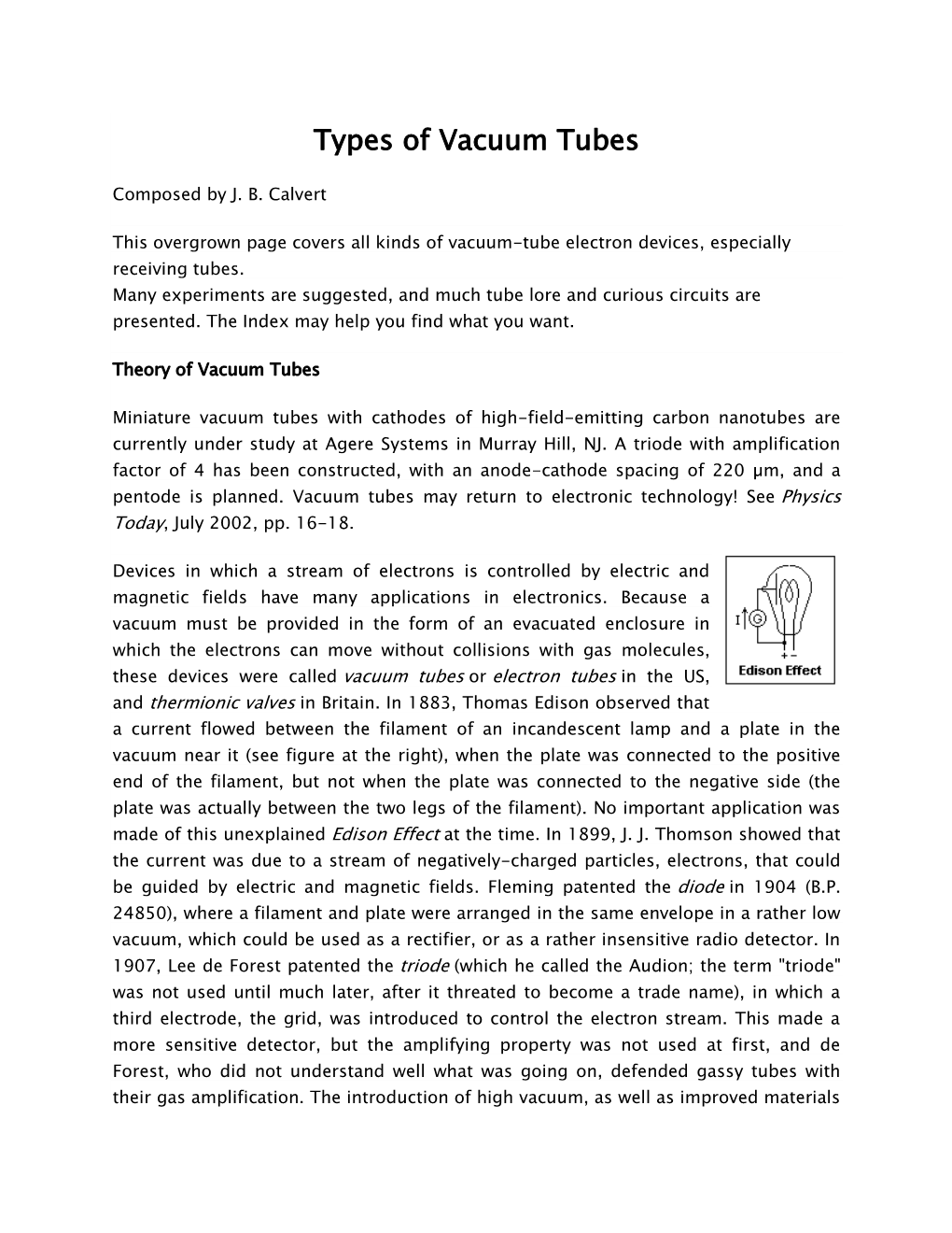 Types of Vacuum Tubes