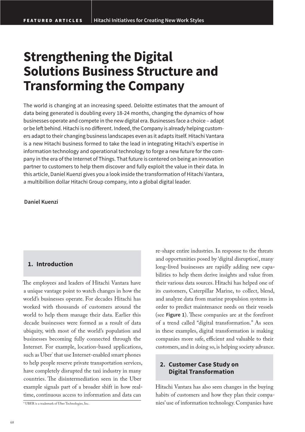 Strengthening the Digital Solutions Business Structure and Transforming the Company