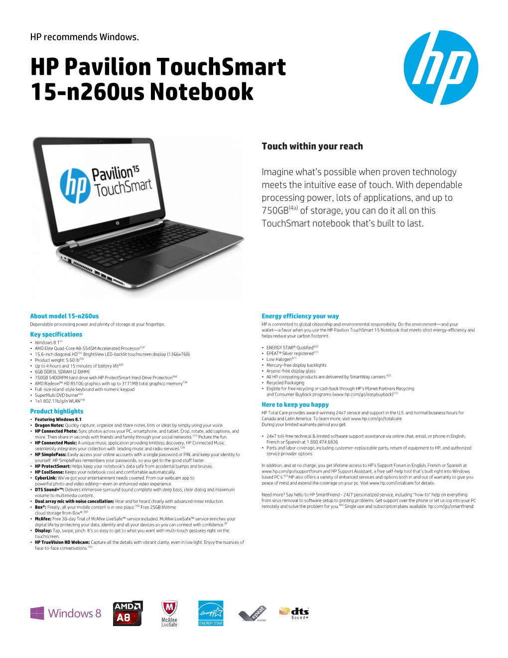 HP Pavilion Data Sheet