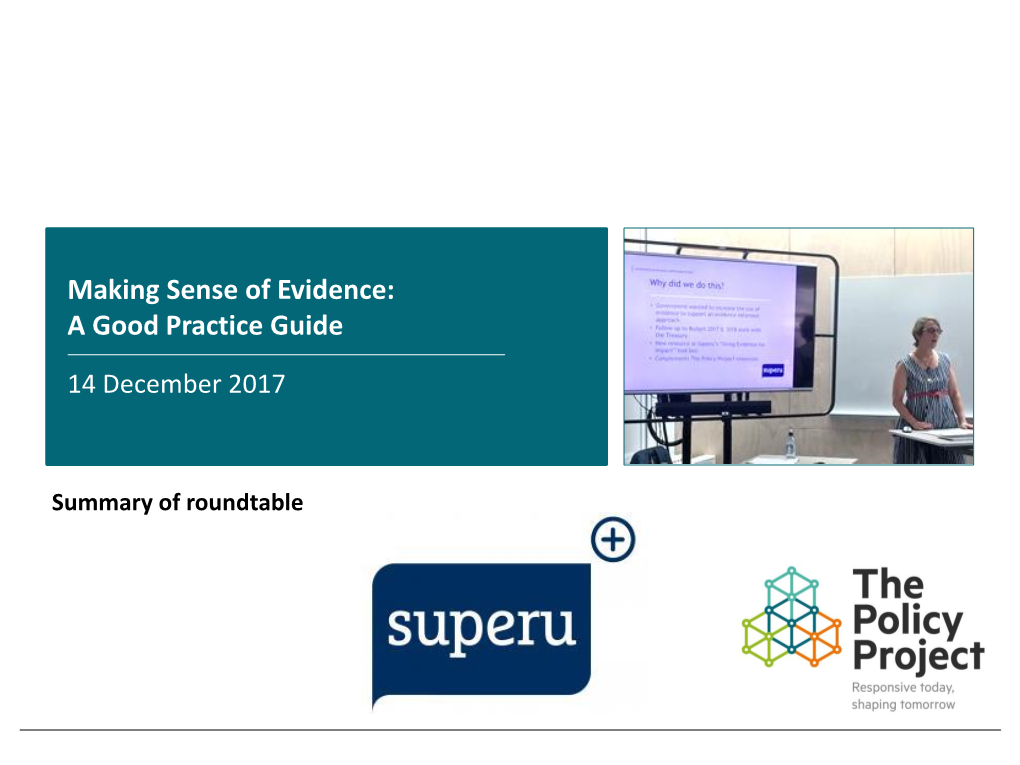 Making Sense of Evidence: a Good Practice Guide