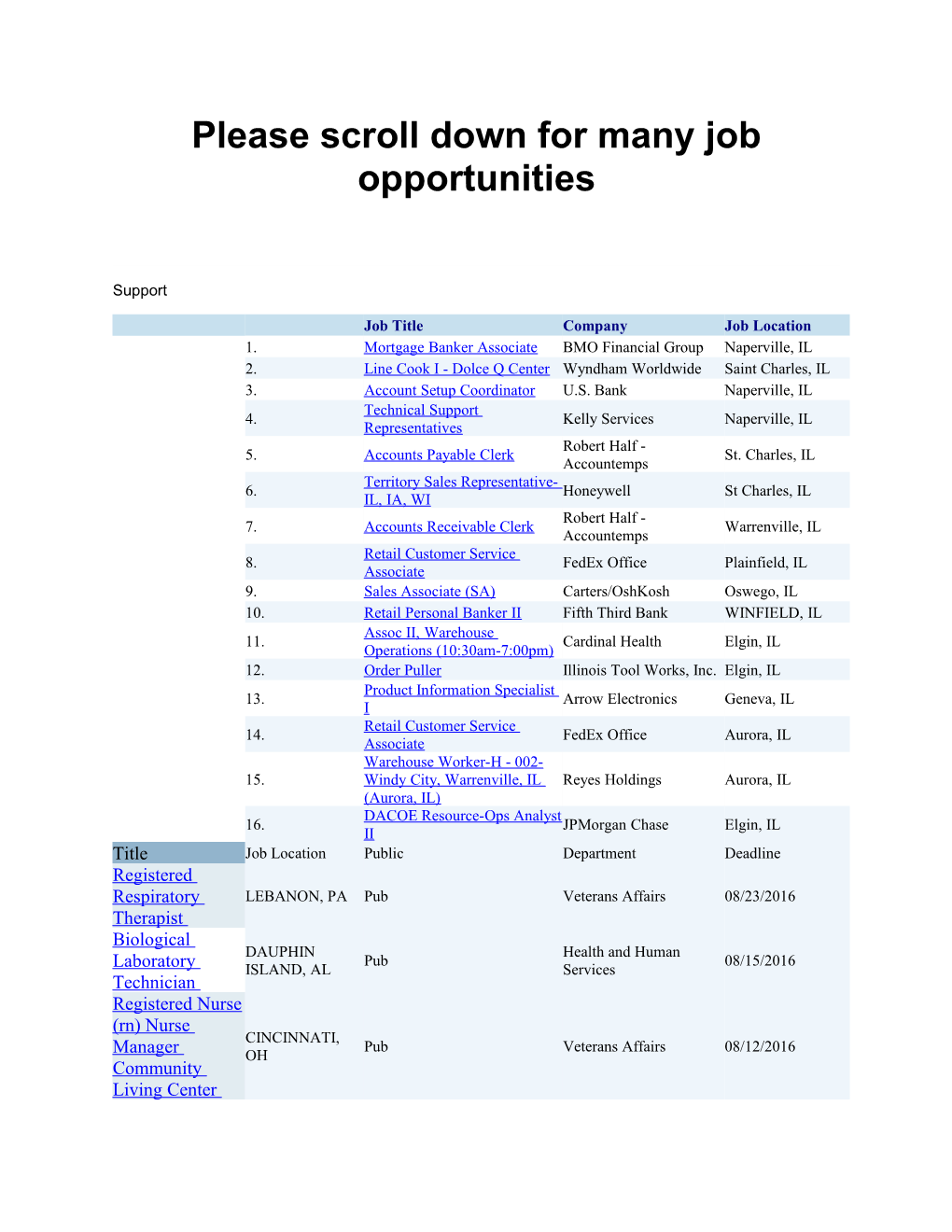 Please Scroll Down for Many Job Opportunities