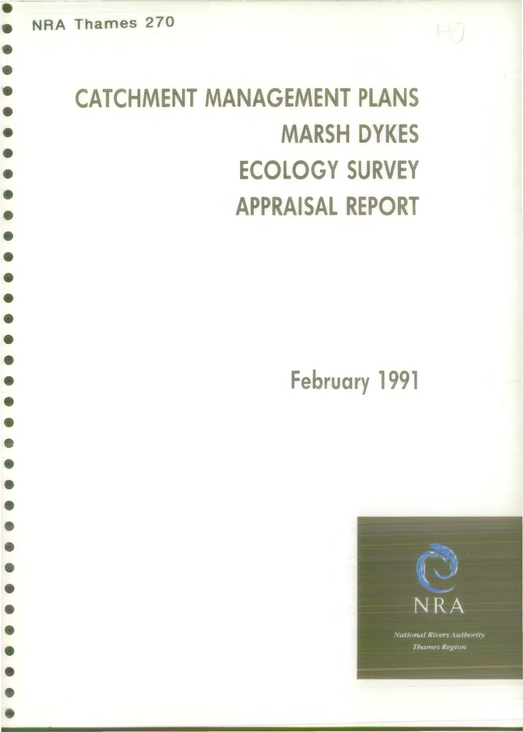 Catchment Management Plans Marsh Dykes Ecology Survey Appraisal Report