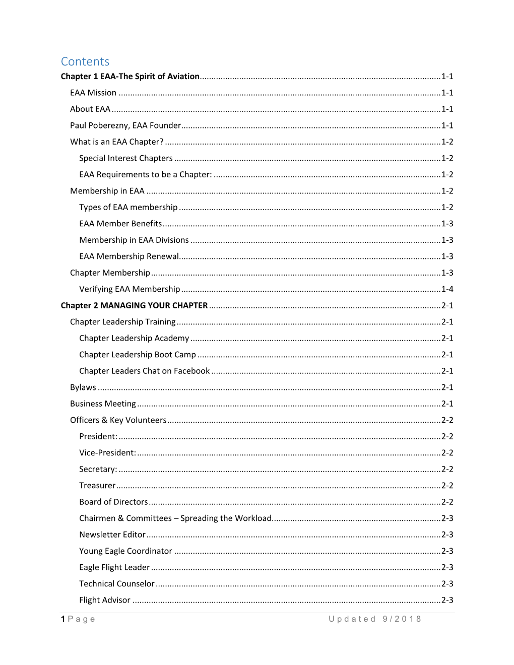 Contents Chapter 1 EAA-The Spirit of Aviation