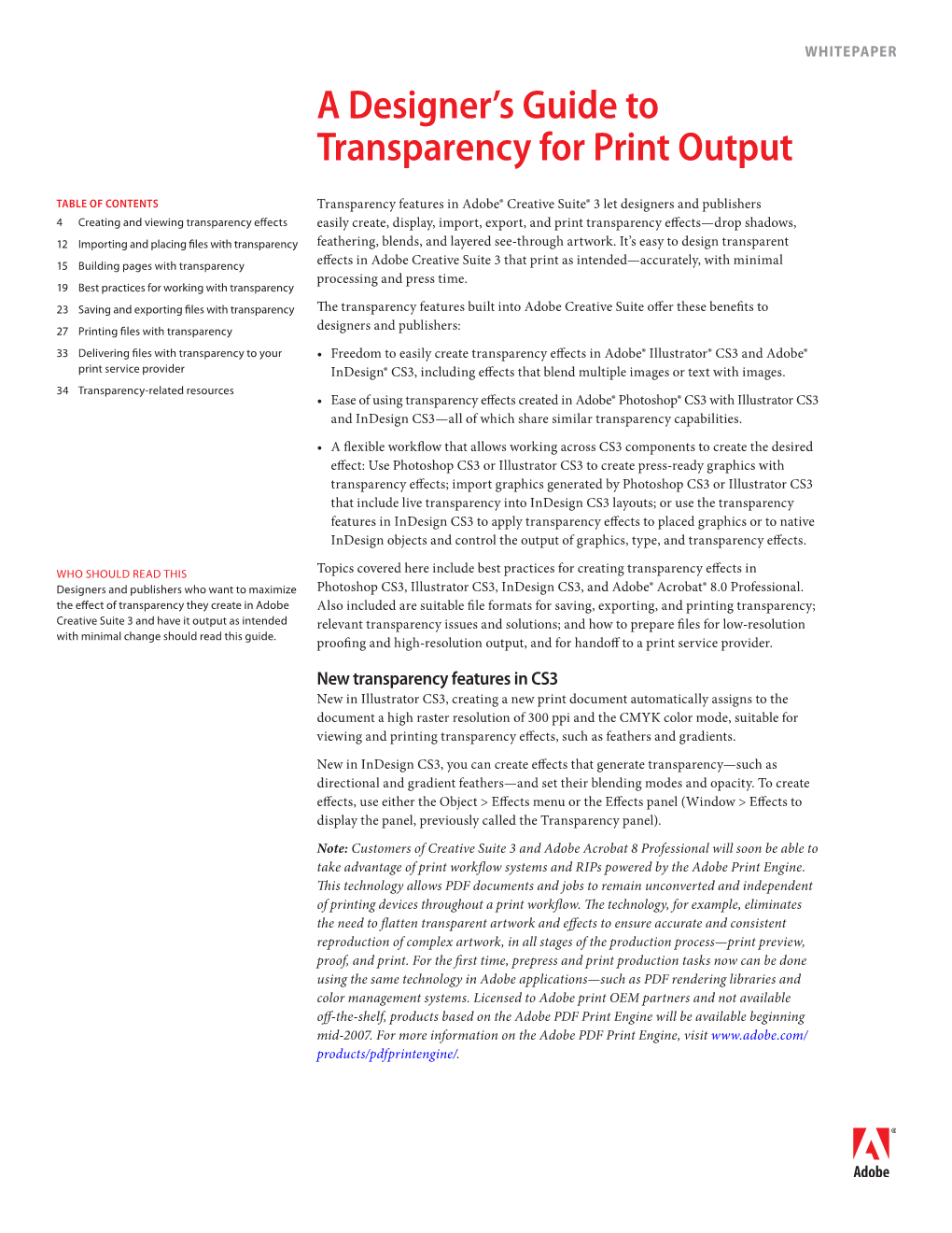A Designer's Guide to Transparency for Print Output