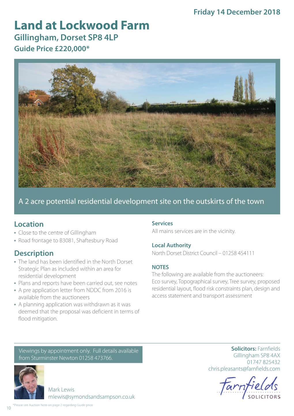 Land at Lockwood Farm Gillingham, Dorset SP8 4LP Guide Price £220,000*