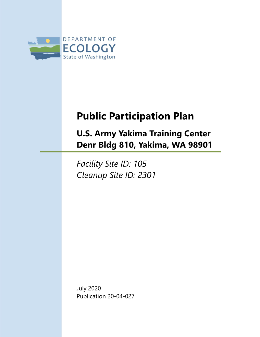 Public Participation Plan: U.S. Army Yakima Training Center