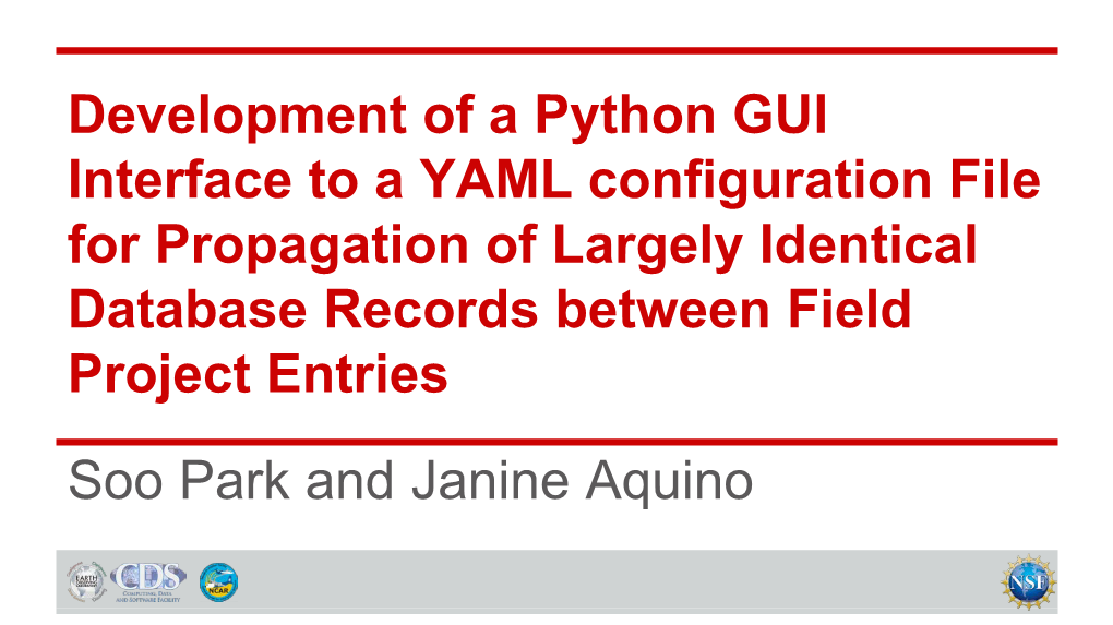 Development of a Python GUI Interface to a YAML Configuration File for Propagation of Largely Identical Database Records Between