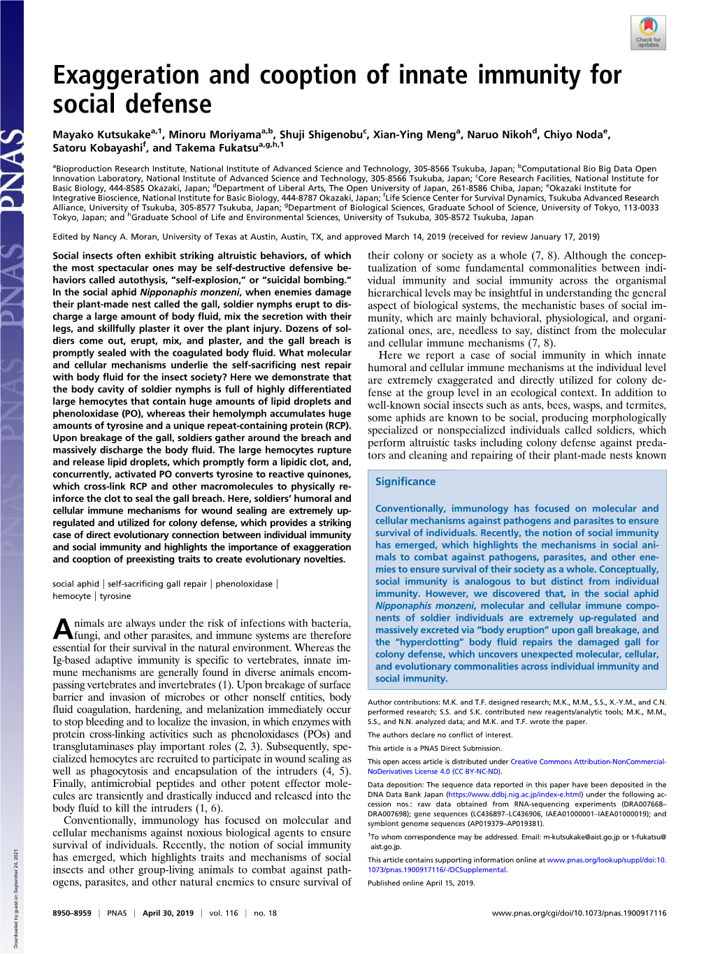 Exaggeration and Cooption of Innate Immunity for Social Defense