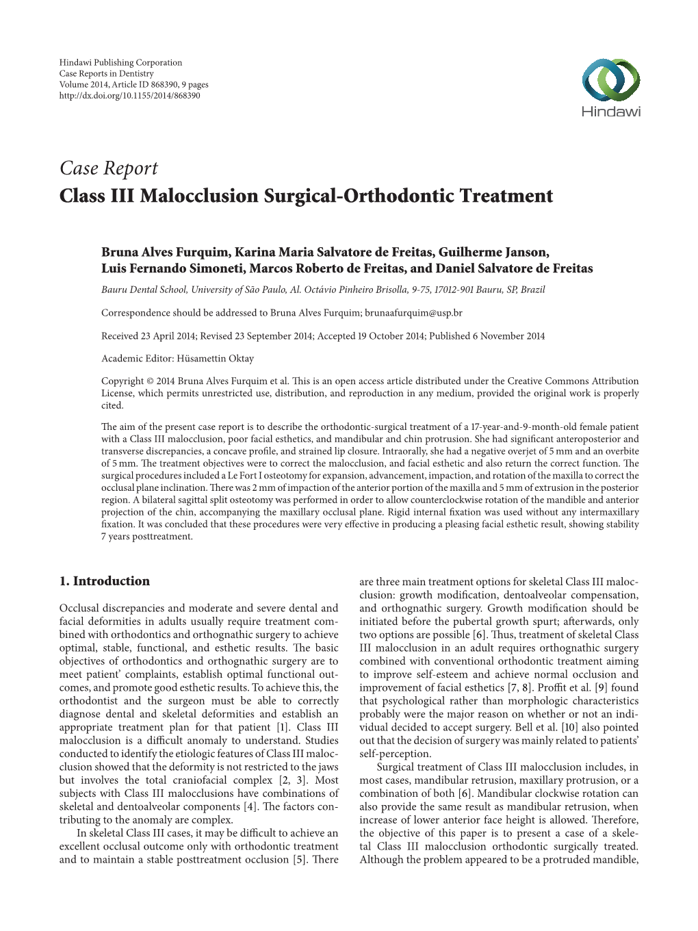 Case Report Class III Malocclusion Surgical-Orthodontic Treatment