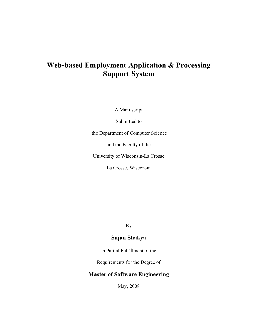 Web-Based Employment Application & Processing Support System