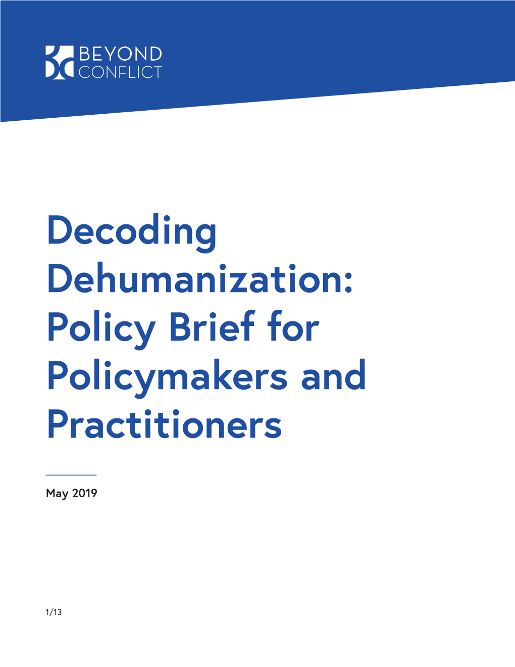 Decoding Dehumanization: Policy Brief for Policymakers and Practitioners