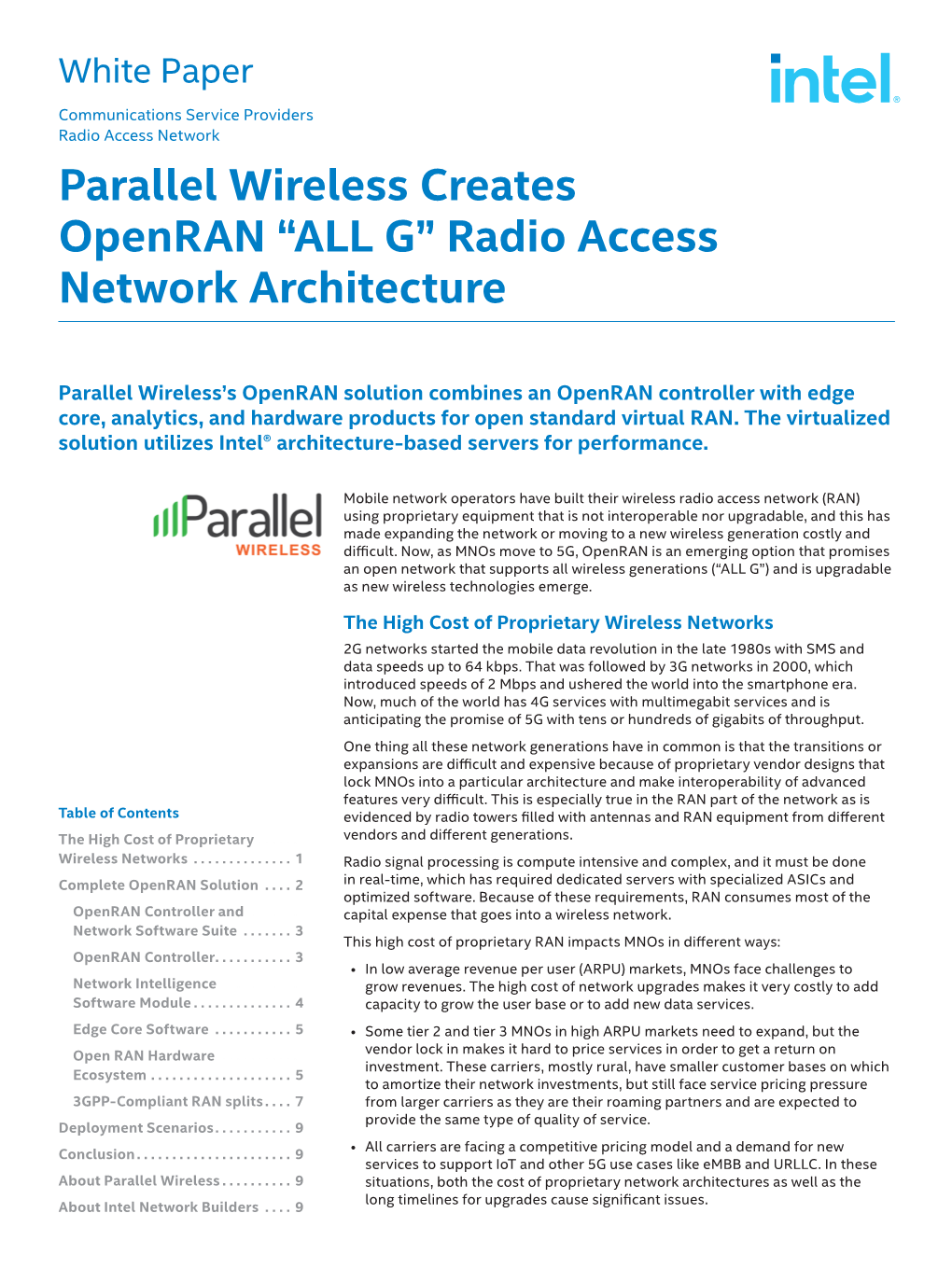 Parallel Wireless Creates Openran “ALL G” Radio Access Network Architecture