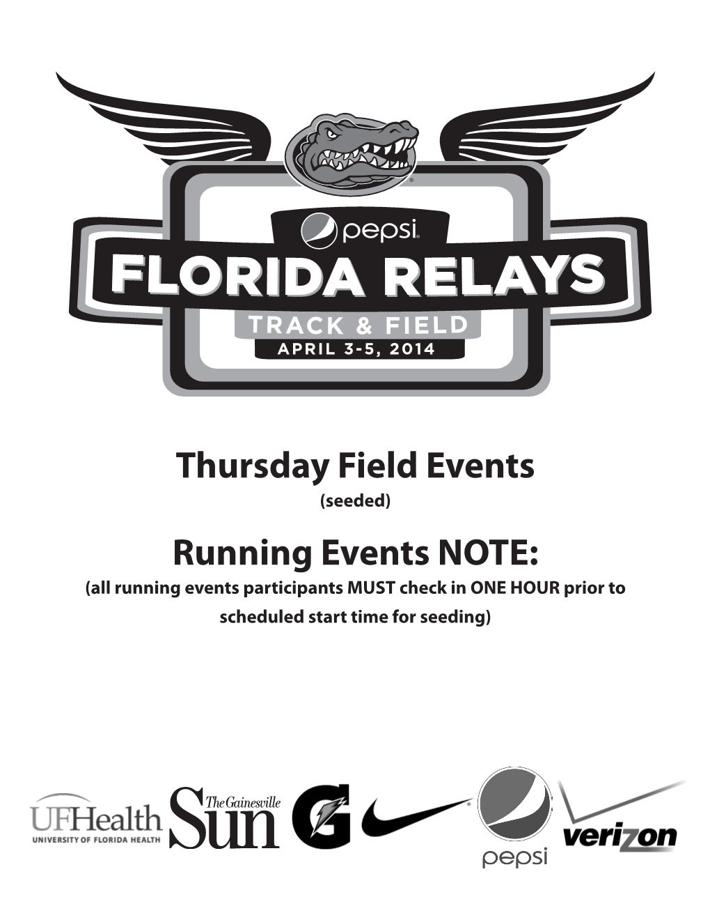 Thursday Field Events Running Events NOTE