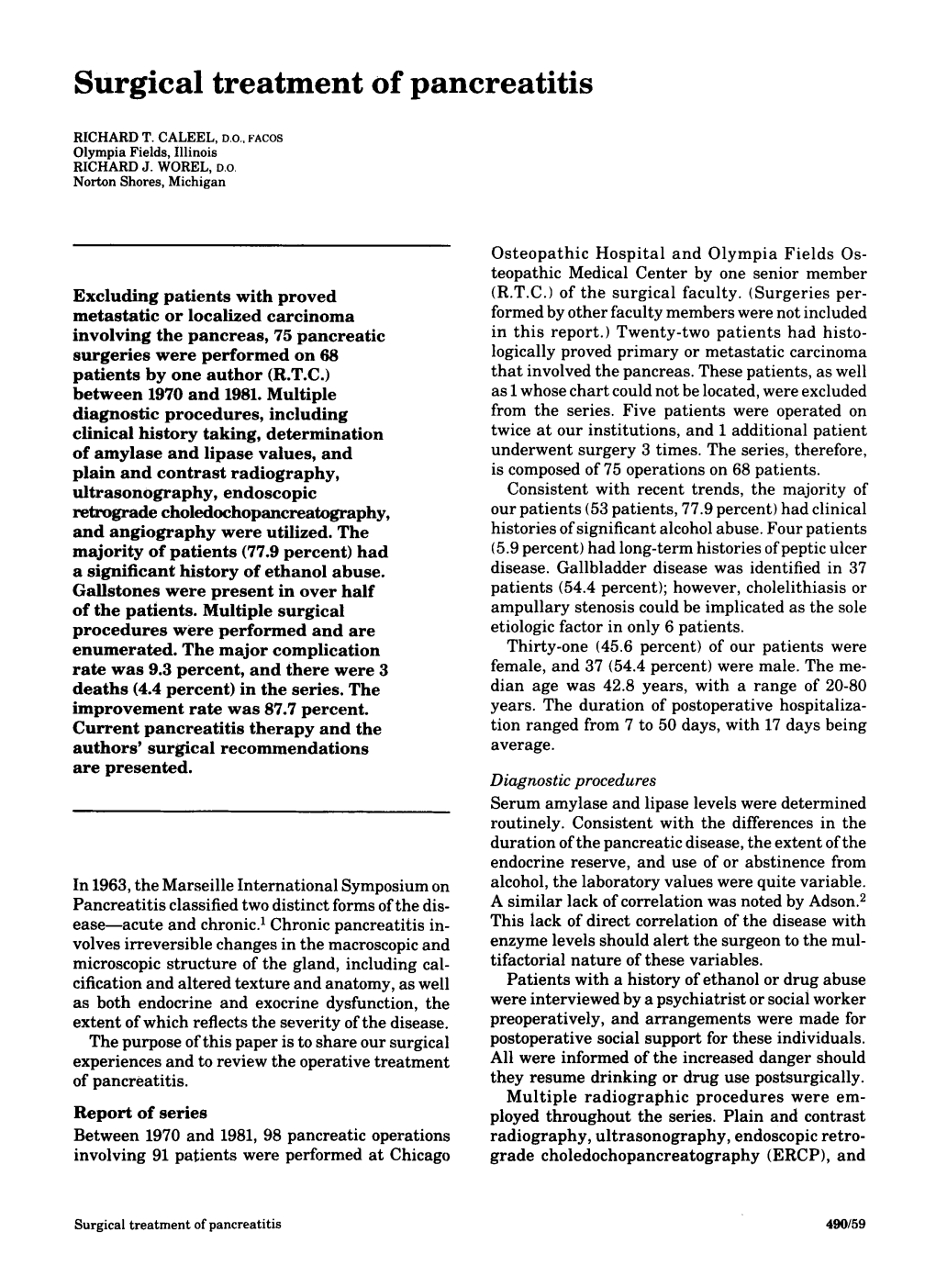 Surgical Treatment of Pancreatitis