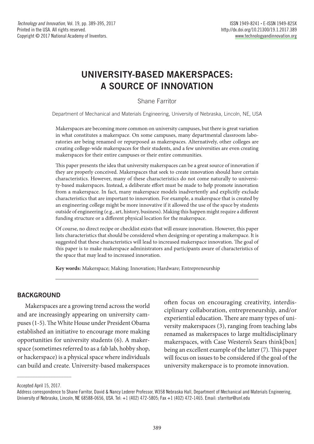 University-Based Makerspaces: a Source of Innovation