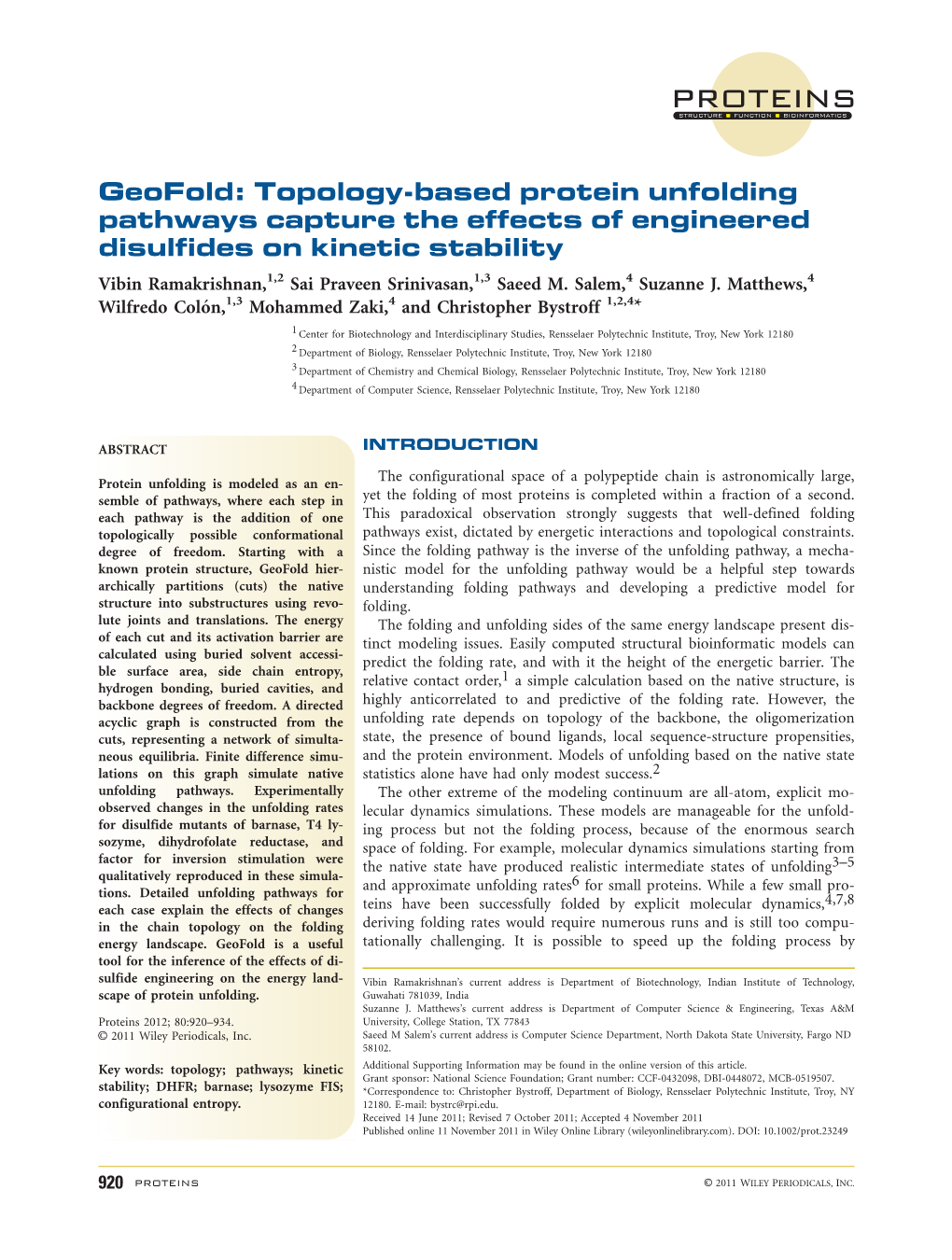 Geofold: Topology-Based Protein Unfolding Pathways Capture The