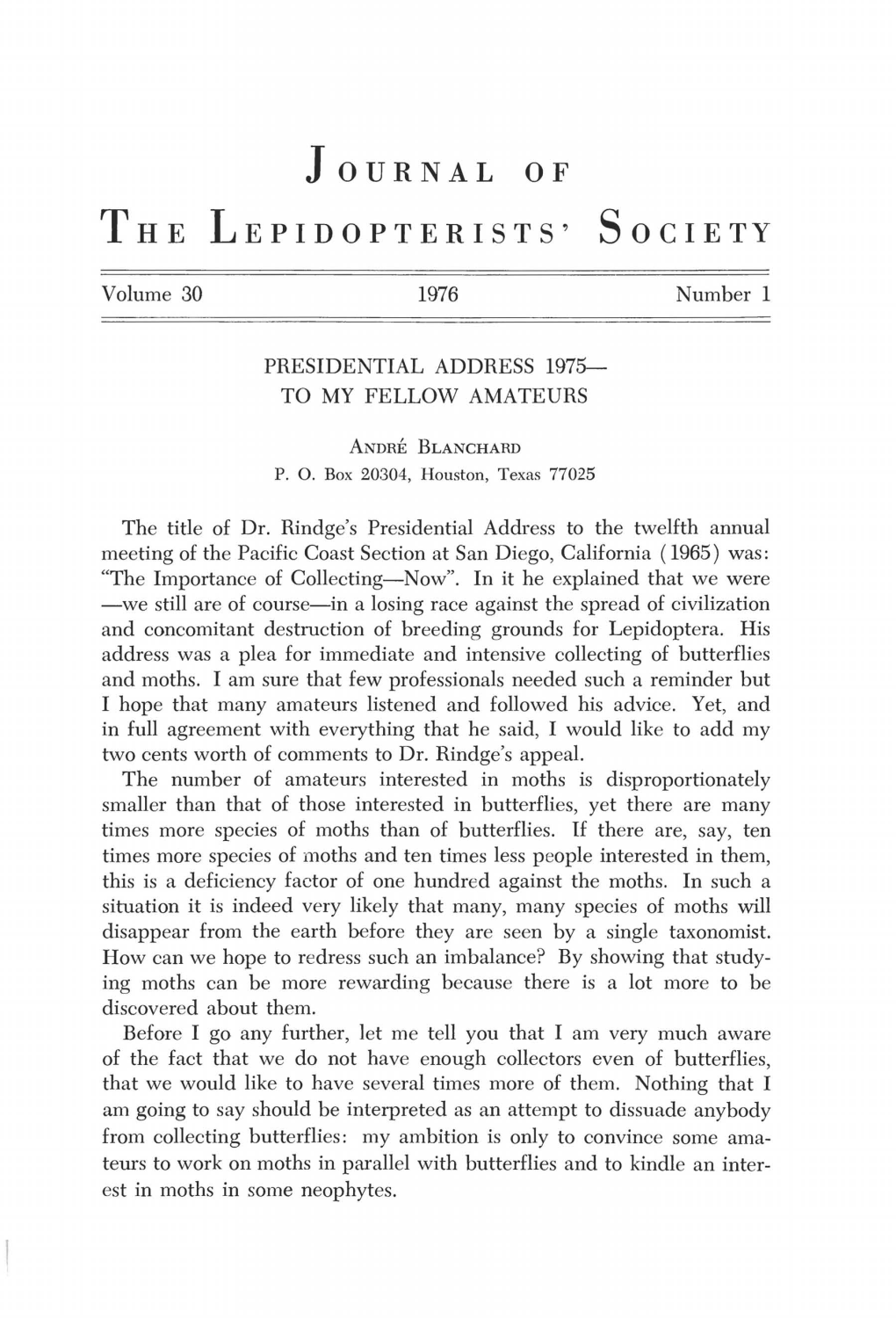 Journal of the Lepidopterists' Society