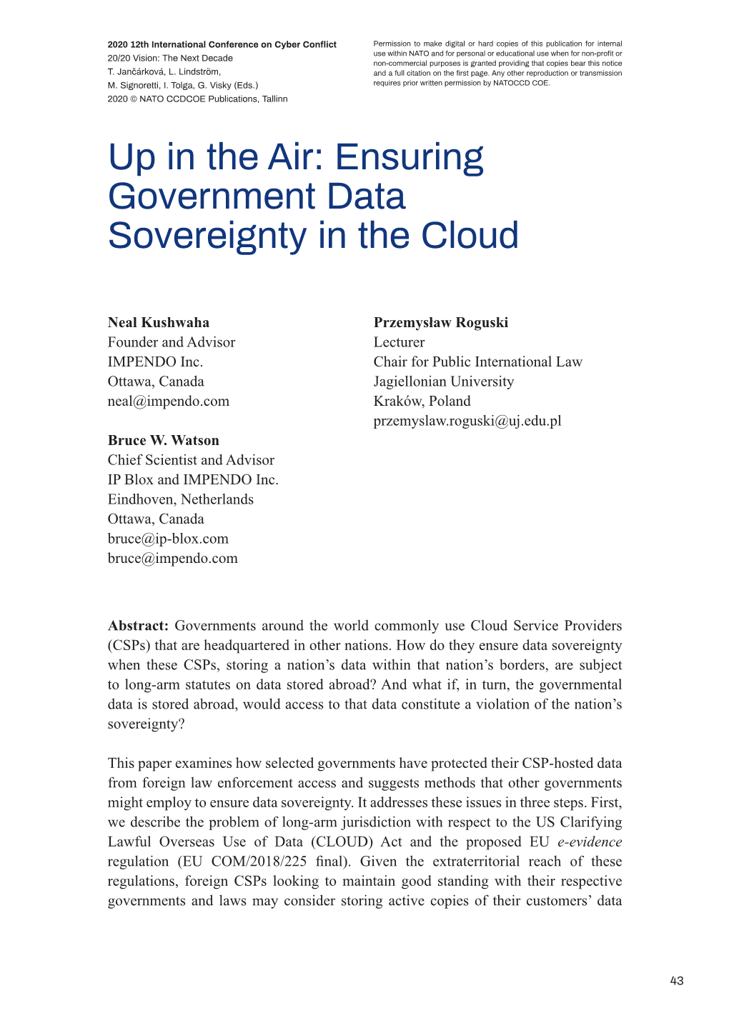 Up in the Air: Ensuring Government Data Sovereignty in the Cloud