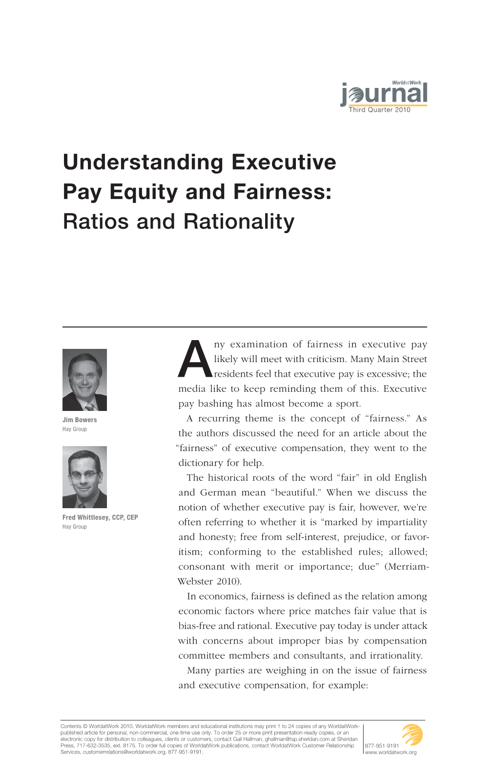 Understanding Executive Pay Equity and Fairness: Ratios and Rationality