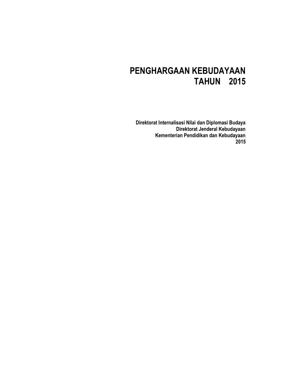 Penghargaan Kebudayaan Tahun 2015