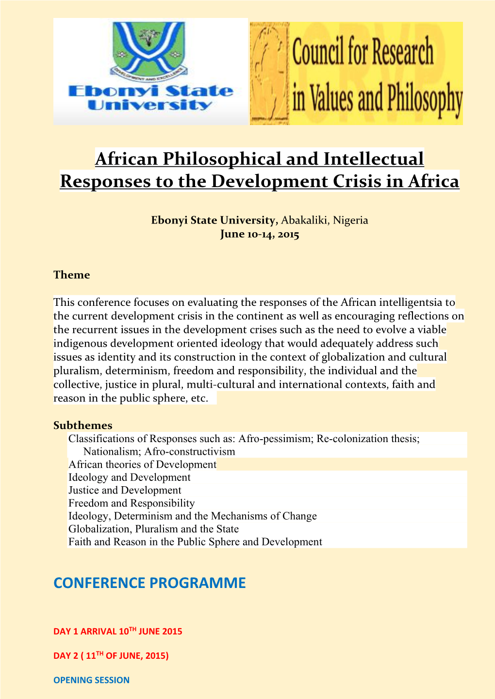 African Philosophical and Intellectual Responses to the Development Crisis in Africa