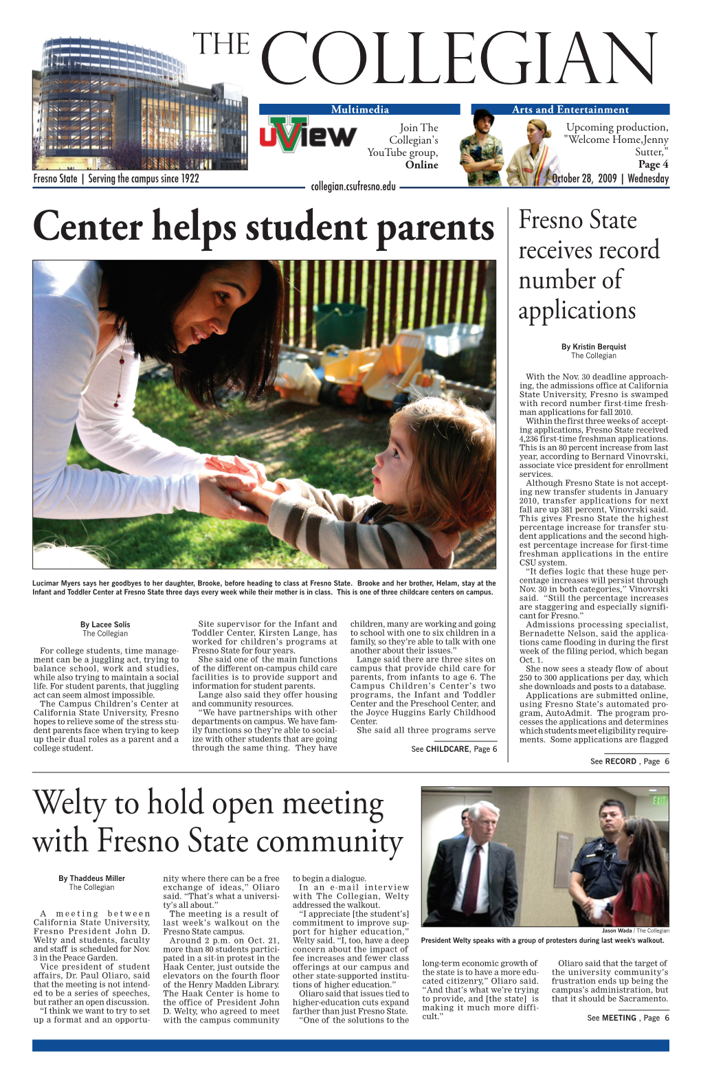 Center Helps Student Parents Fresno State Receives Record Number of Applications