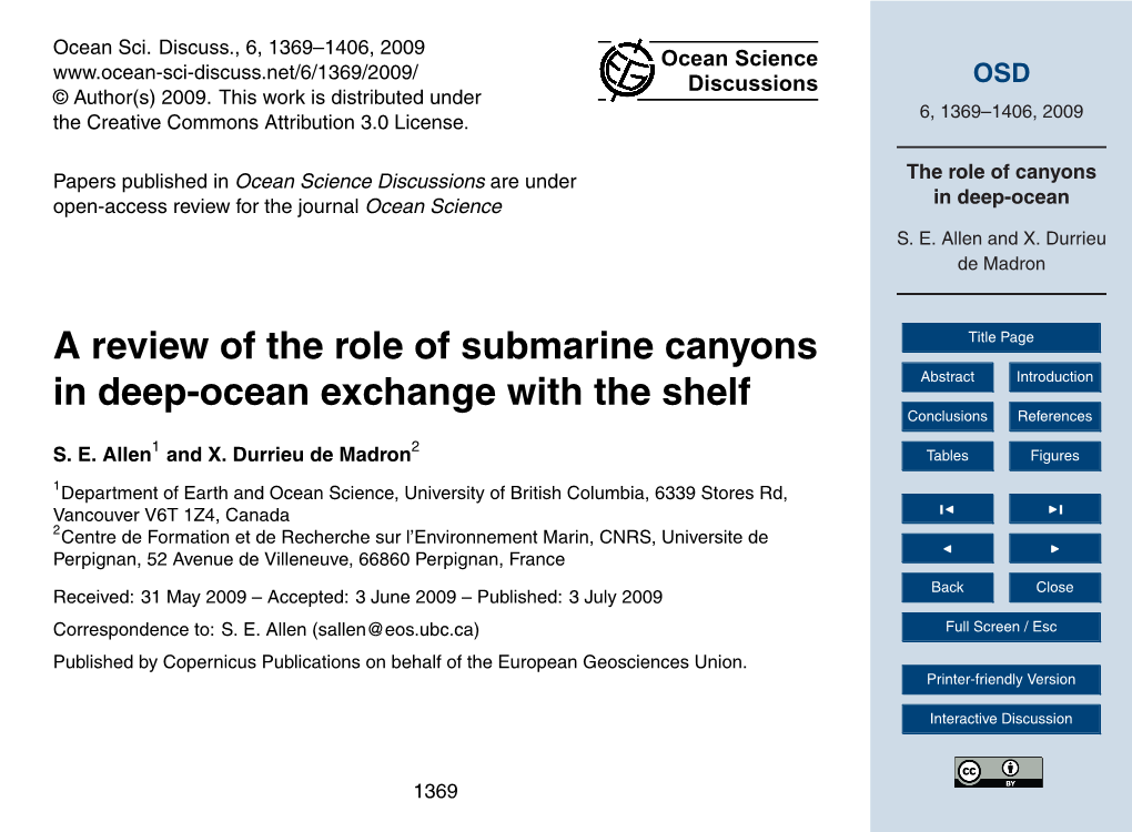 The Role of Canyons in Deep-Ocean Appendix B S