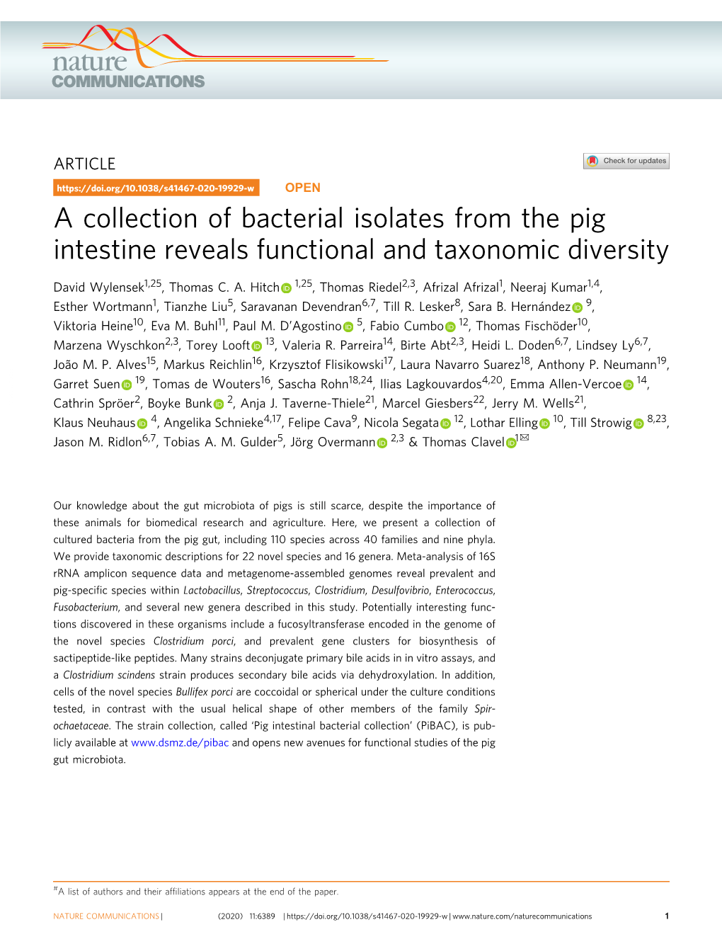 A Collection of Bacterial Isolates from the Pig Intestine Reveals Functional and Taxonomic Diversity