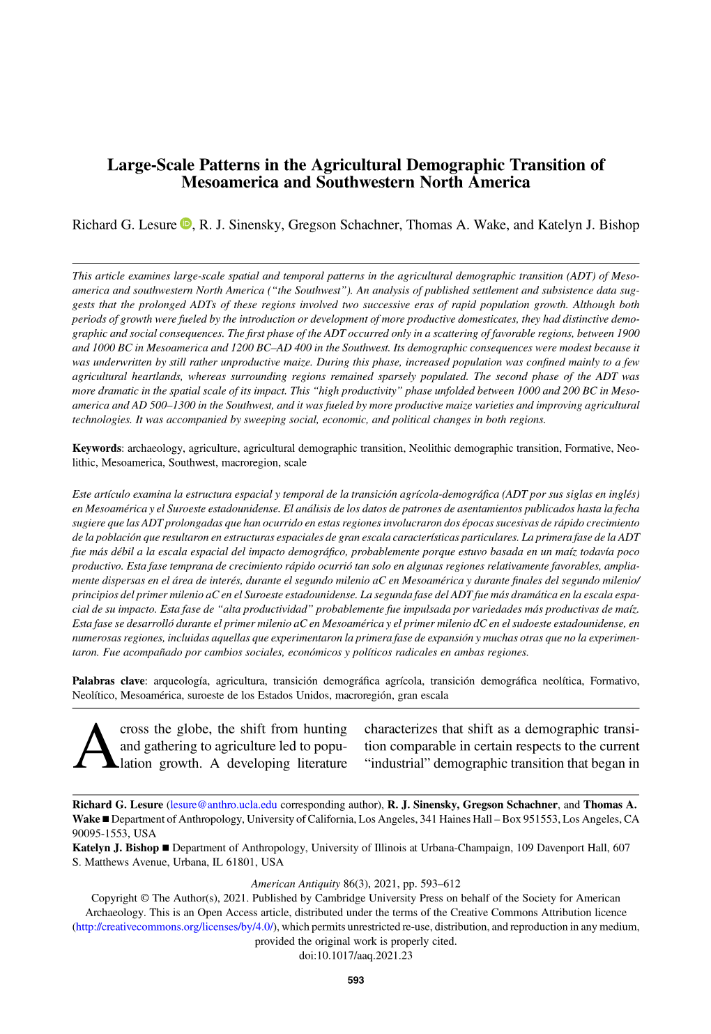 Large-Scale Patterns in the Agricultural Demographic Transition of Mesoamerica and Southwestern North America