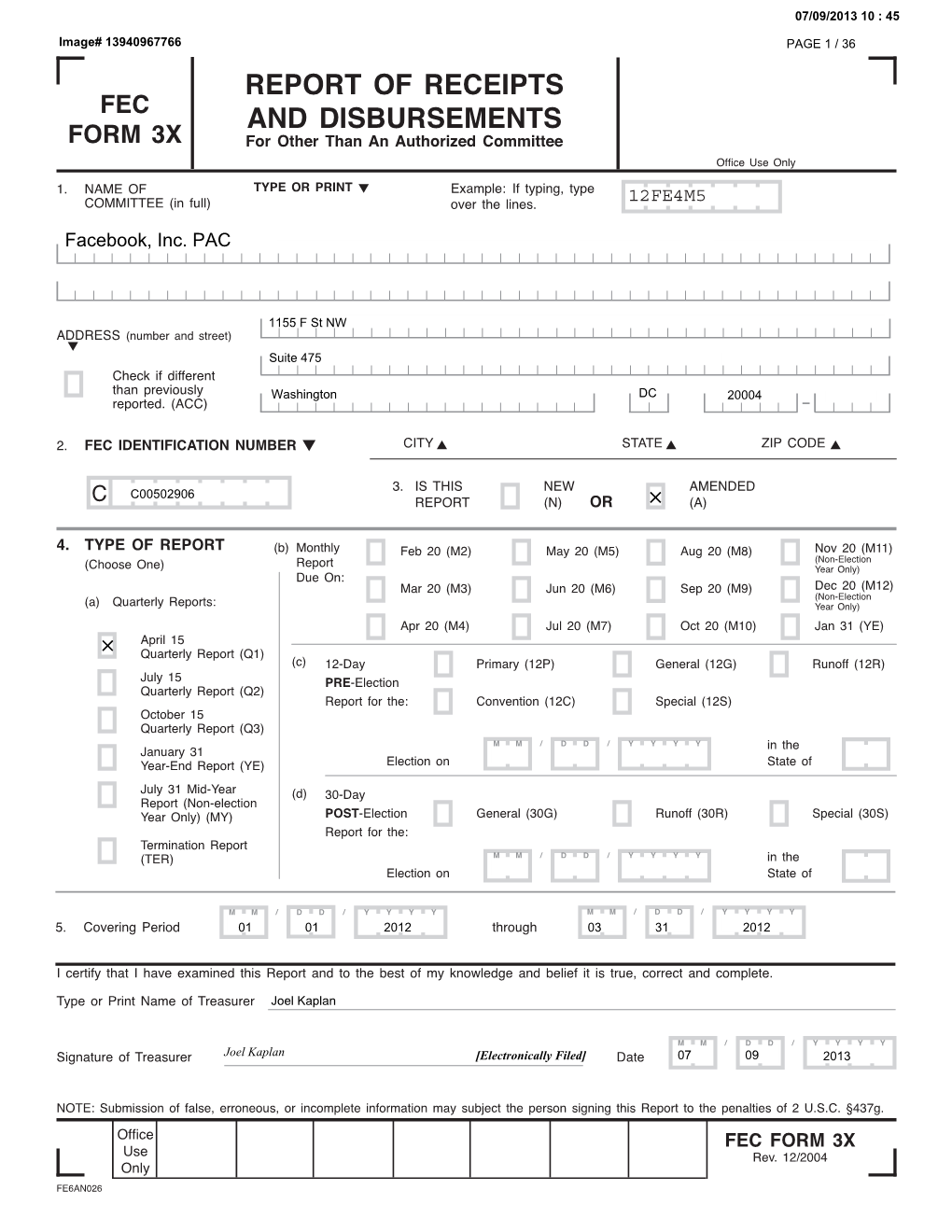 Report of Receipts and Disbursements