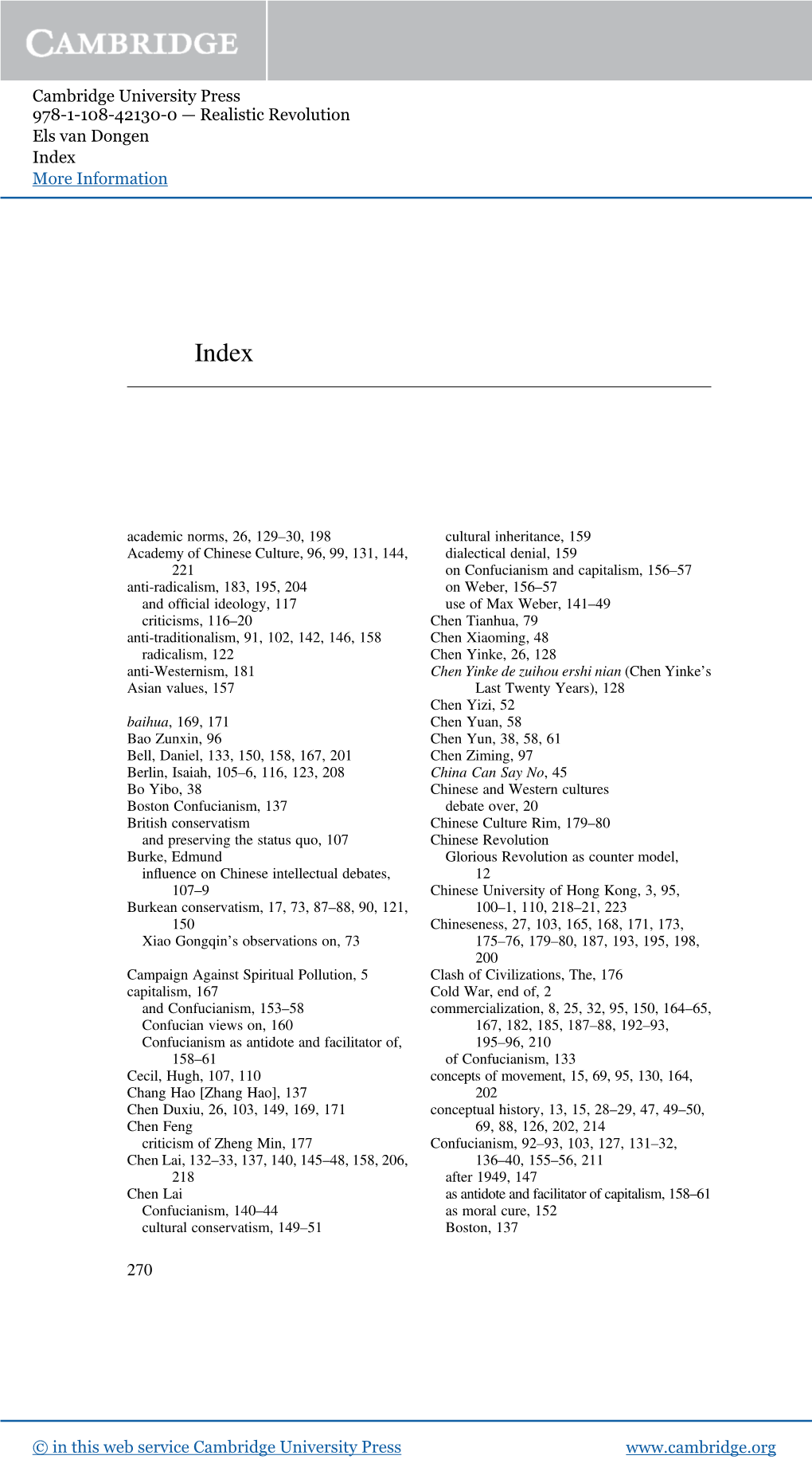 Cambridge University Press 978-1-108-42130-0 — Realistic Revolution Els Van Dongen Index More Information