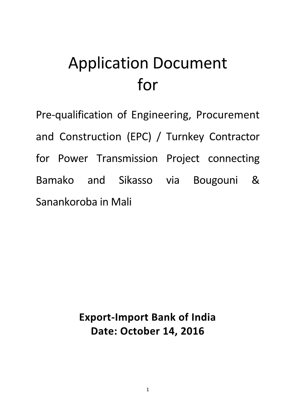 Application Document For
