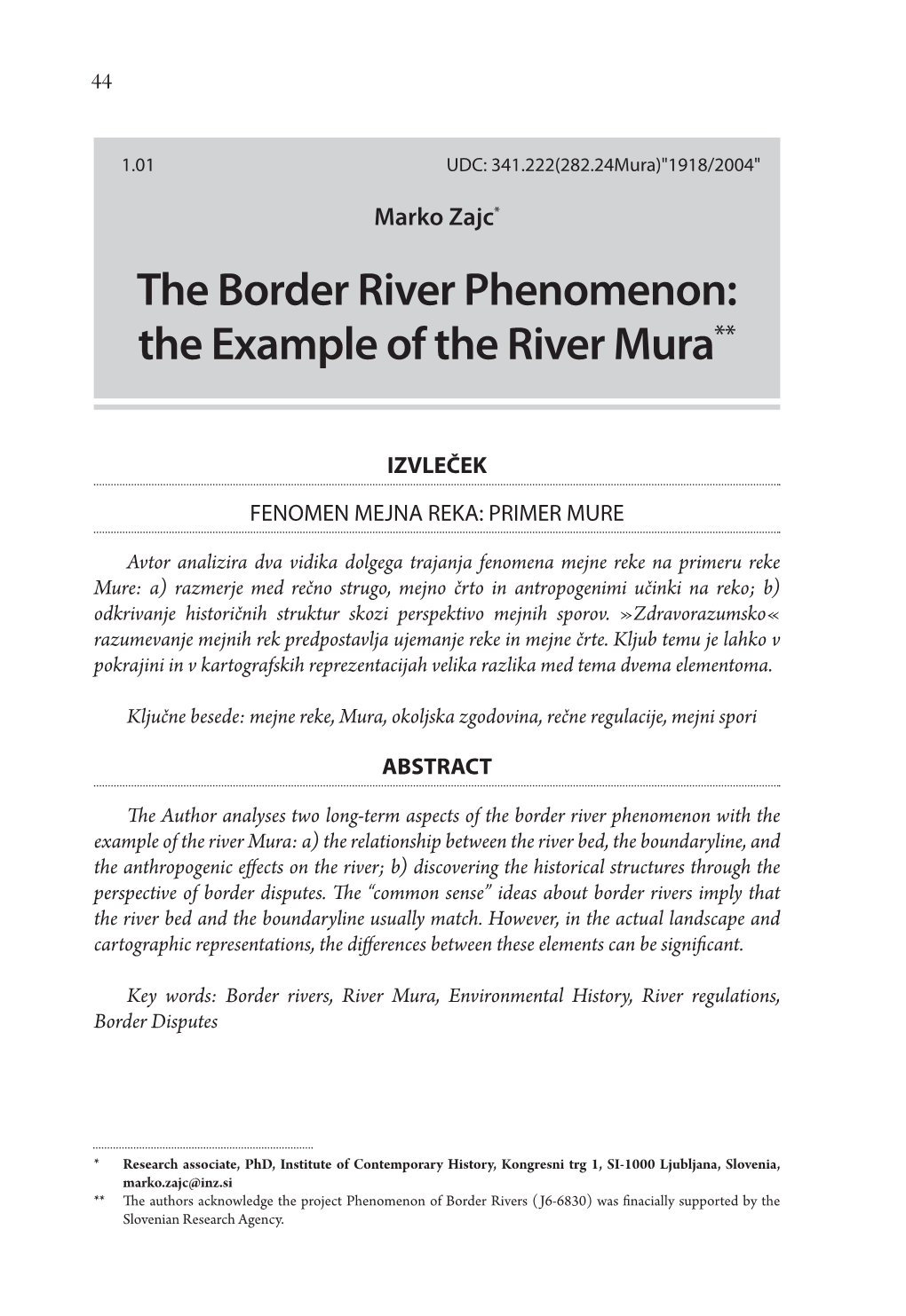 The Example of the River Mura**