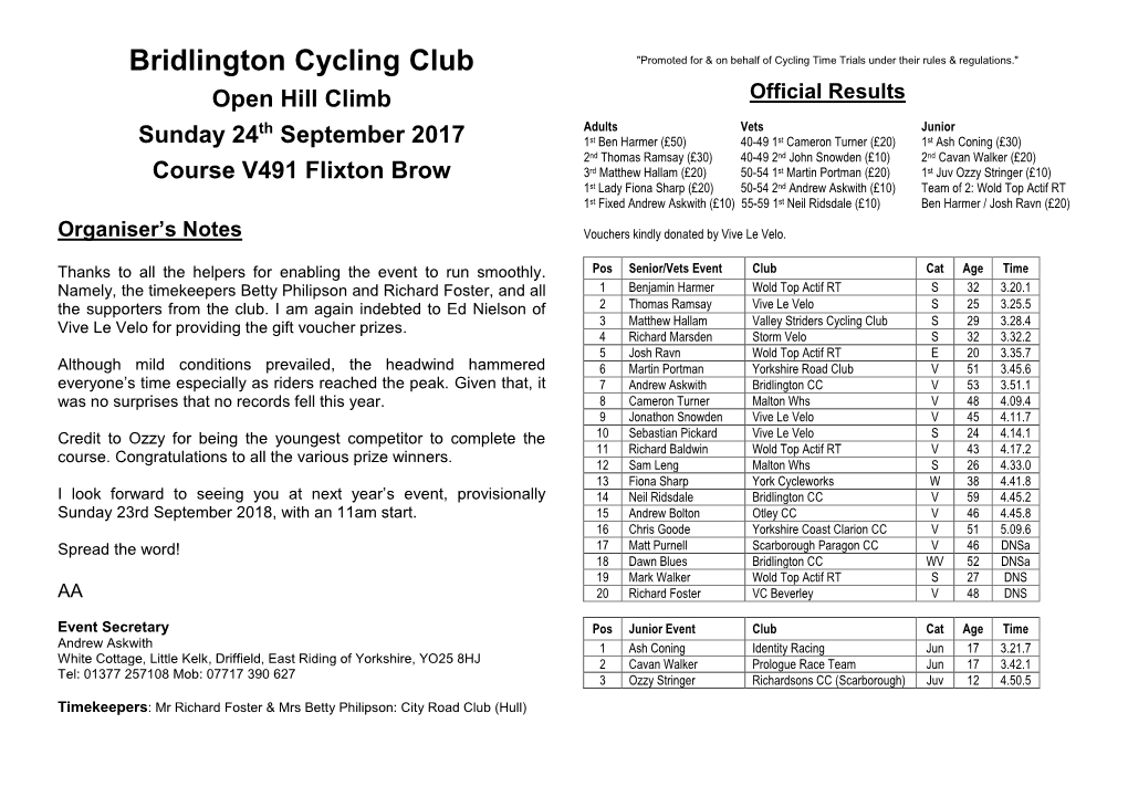 Bridlington Cycling Club