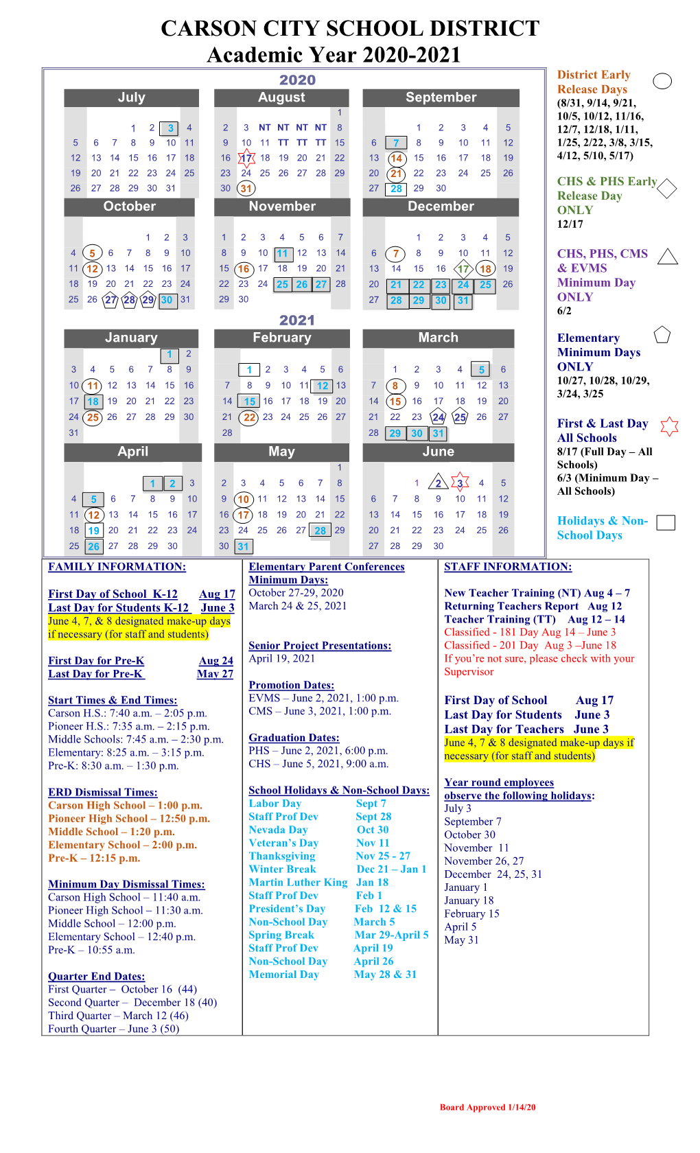 2020-2021 Approved Calendar