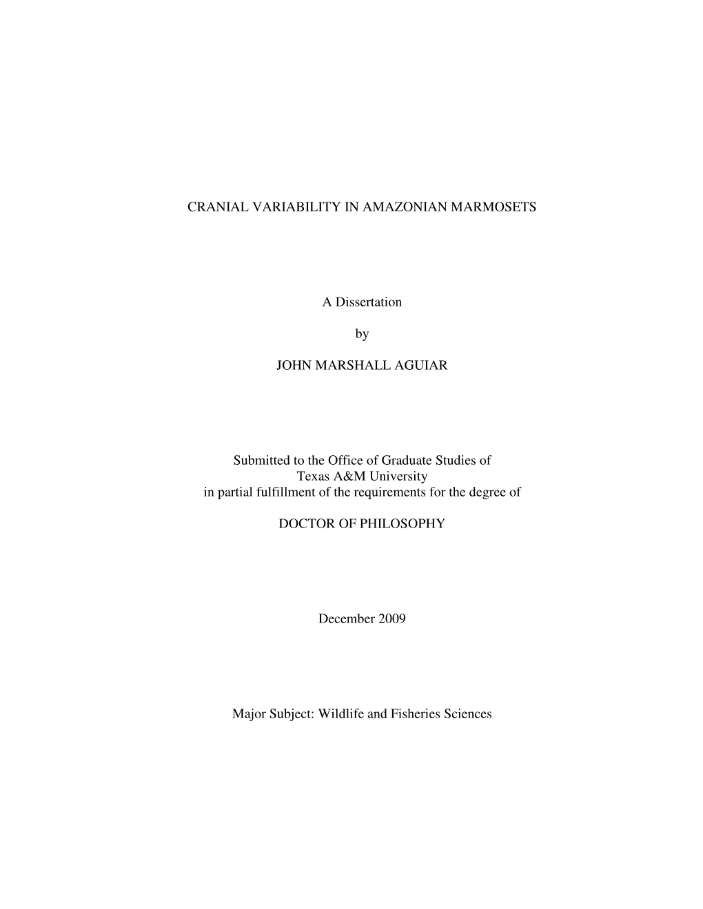 Cranial Variability in Amazonian Marmosets A