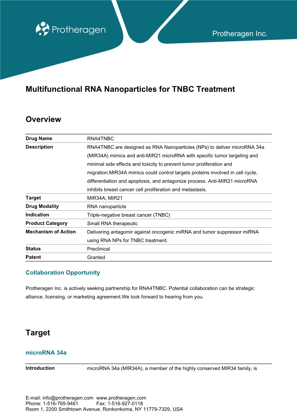 Multifunctional RNA Nanoparticles for TNBC Treatment