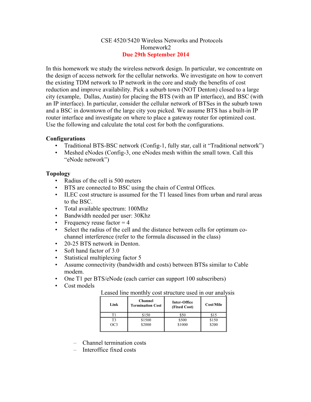 CSE 4520/5420 Wireless Networks and Protocols