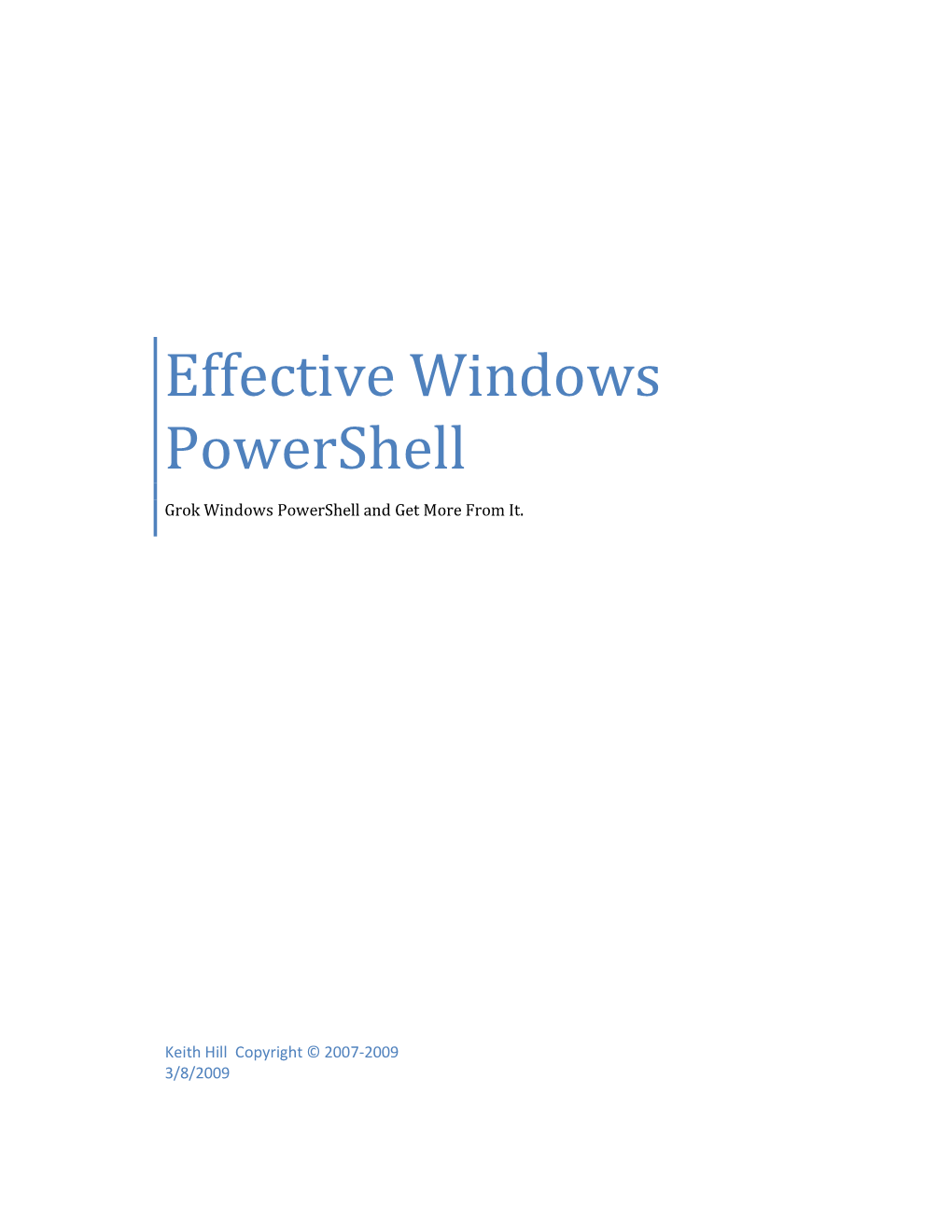 Effective Windows Powershell