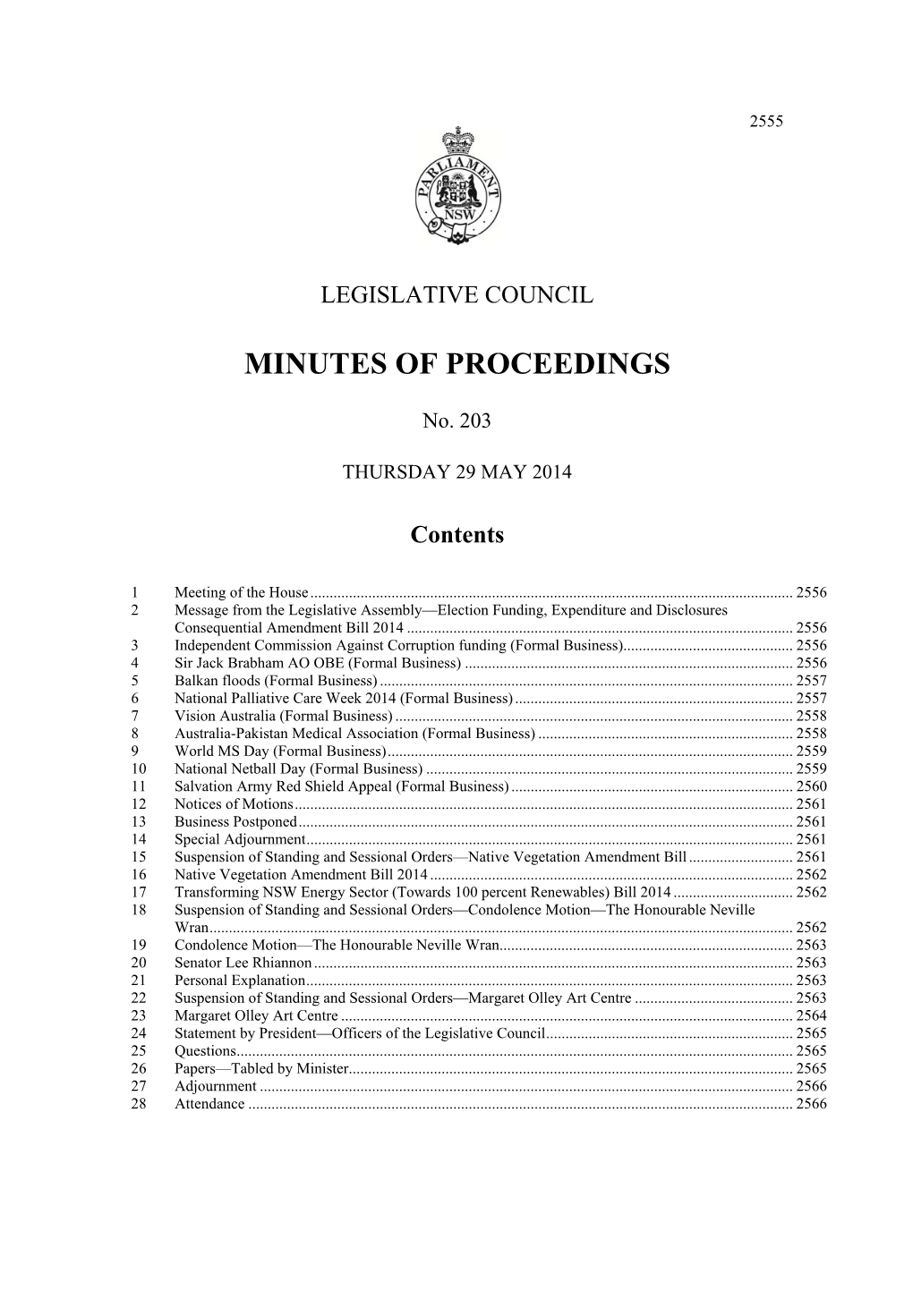 Minutes of Proceedings