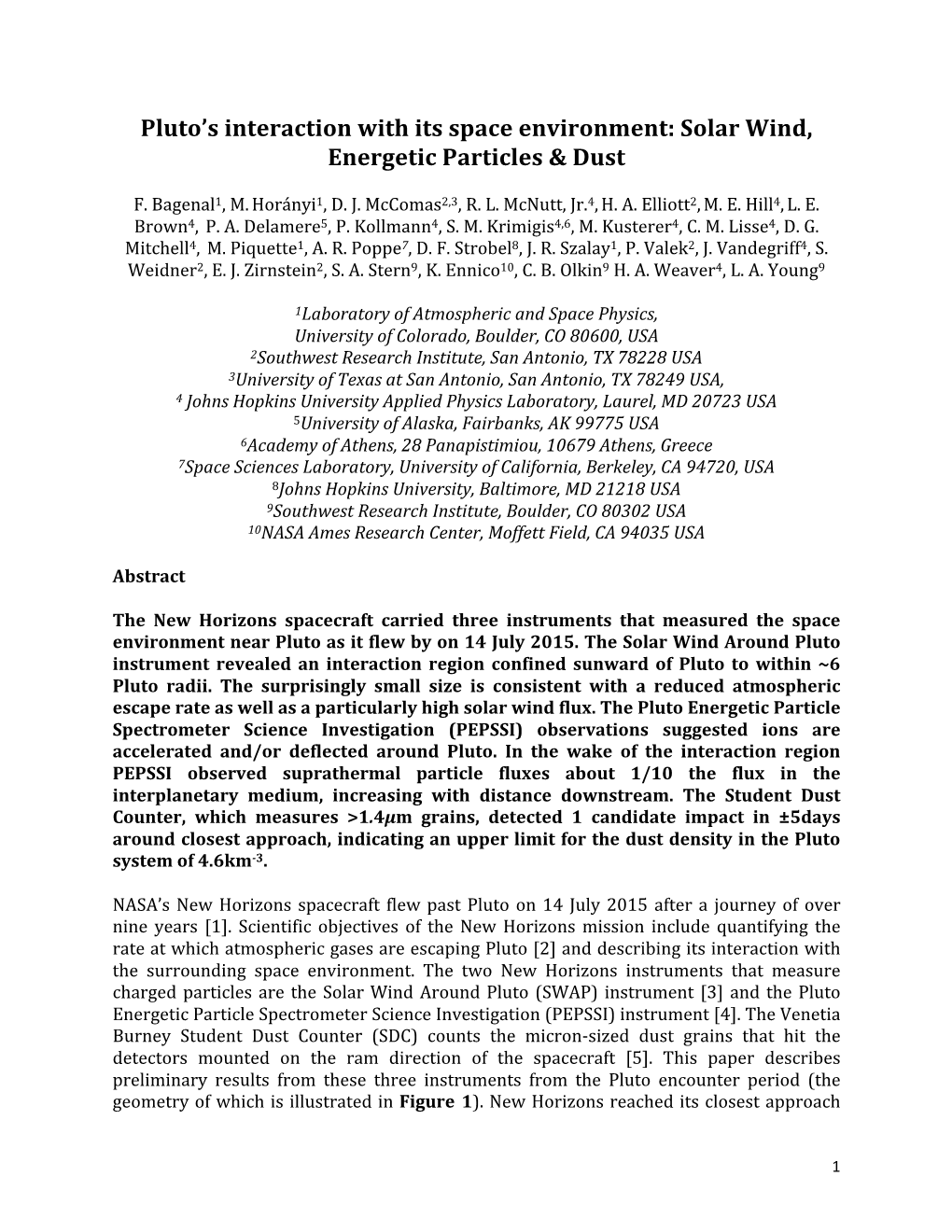 Solar Wind, Energetic Particles & Dust