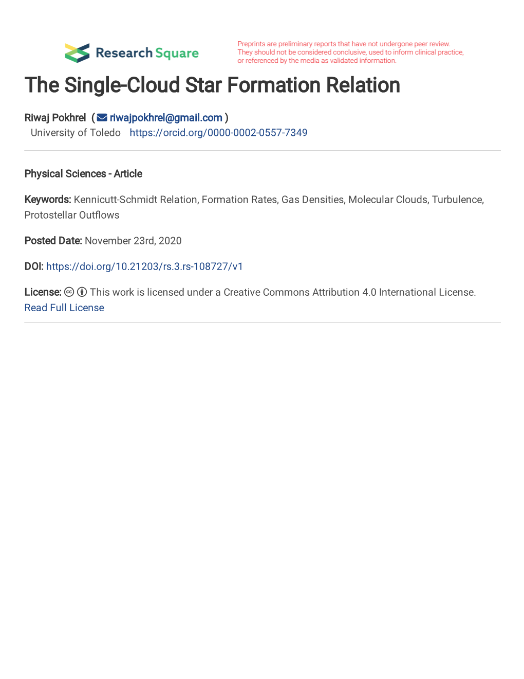 The Single-Cloud Star Formation Relation