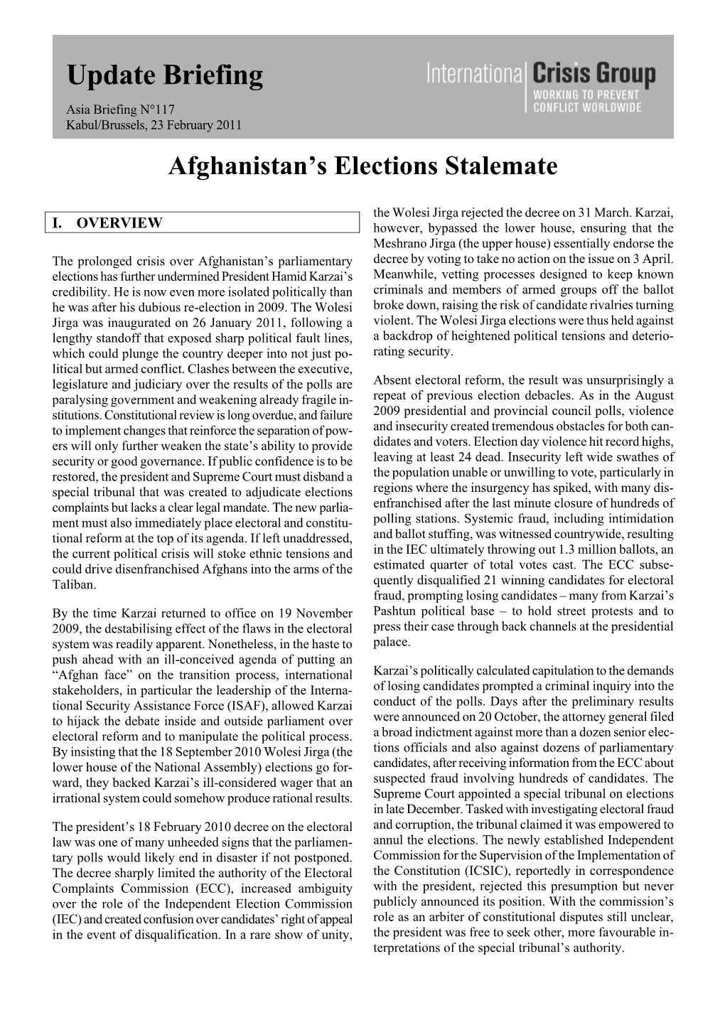 Afghanistan's Elections Stalemate